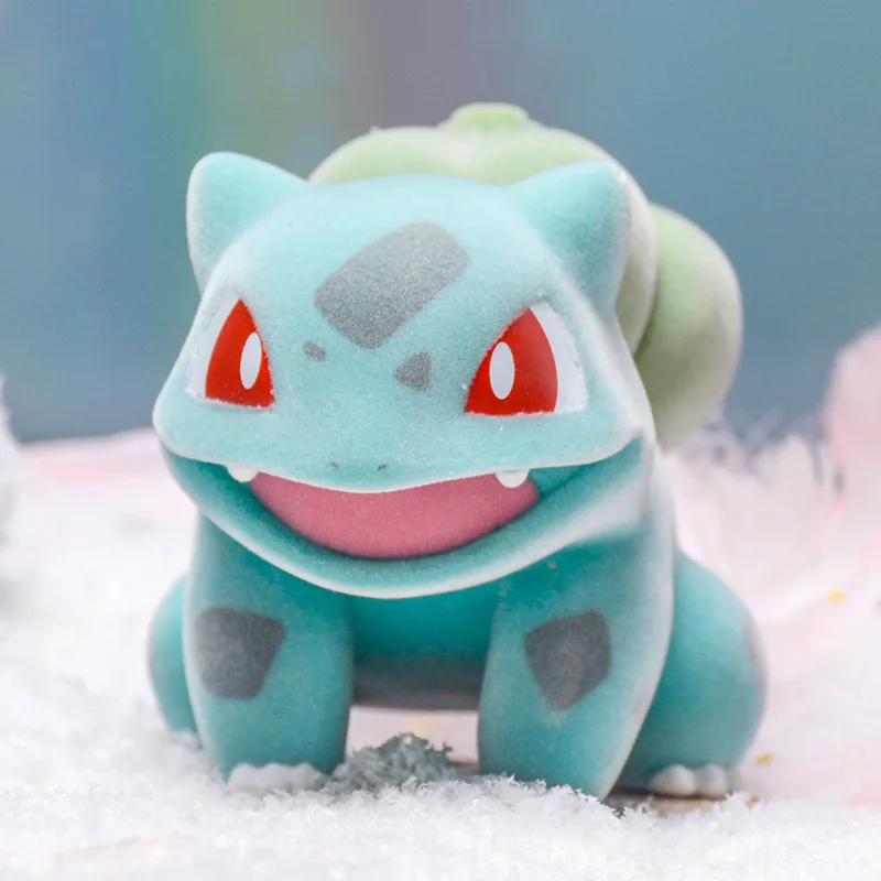 1/12 Anime Figure Fuzzy Bulbasaur Charmander Squirtle Pikach Cute Action Figures Pocket Monsters Doll Collectible Model For Toy