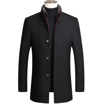 

2019 New Thick Warm Natural Fur Collar Coat Male
