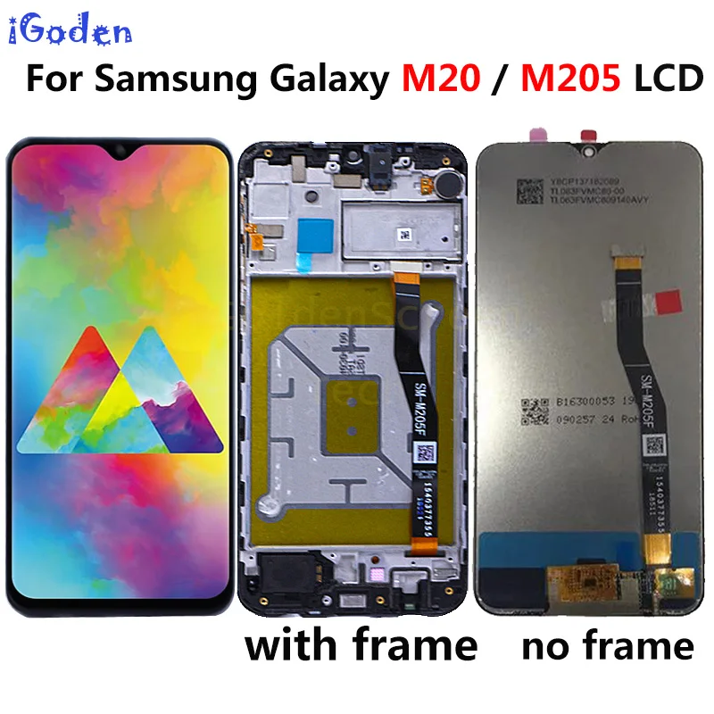 Amoled для 6,3 ''samsung Galaxy M20 ЖК-дисплей кодирующий преобразователь сенсорного экрана в сборе запасные части для samsung M20 M205F M205 lcd