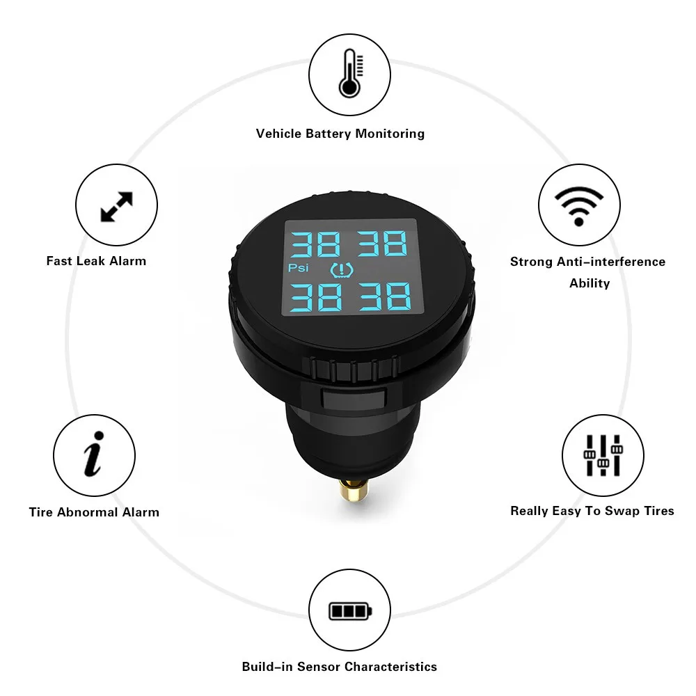 TPMS система мониторинга давления в шинах 4 Внешний/Встроенный датчик цифровой ЖК