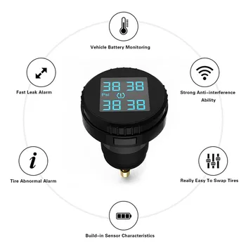 

TPMS Tire Pressure Monitoring System 4 External/Built-in Sensor Digital LCD Display Auto Security Alarm Systems Tyre Pressure