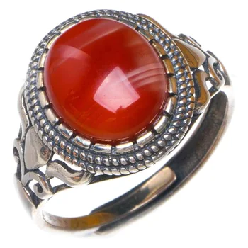 

Natural Nanjiang Red Agate Opening Handmade 925 Sterling Silver Ring 8.25 D1120