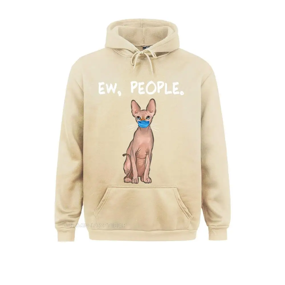 Sphynx Ew People Funny Cat Wearing Face Mask Beach Sweatshirts Hip Hop Mens Hoodies Casual Long Sleeve Clothes