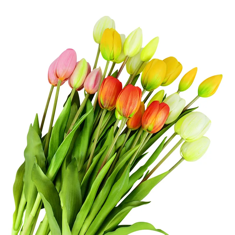 5pcs Artificial Tulip Bouquet Simulation Silicone Real Touch Tulips Wedding Bride Decoration Home Garen Decor Fake Flower