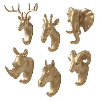 

Deer Head Creative Wall-Hanger Keys Hook Non-marking Self Adhesive Strong Seamless Sticking Hook Decorative Animal Hooks