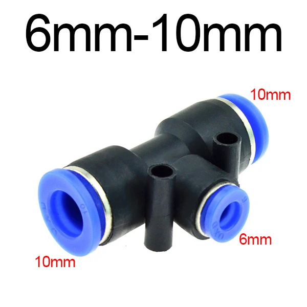 6mm-10mm 3-сторонний выход Т-образный ключ пневматический 10 мм 8 мм 12 мм, 6 мм, 4 мм, 16 мм наружный диаметр шланга пуш-ап-в Штуцер Воздуха быстрый разъем - Цвет: 6mm-10mm