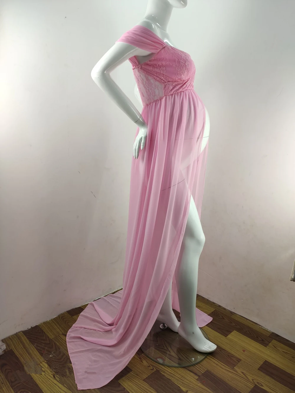 Shoulderless Maternity Dress For Photography Sexy Front Split Pregnancy Dresses For Women Maxi Maternity Gown Photo Shoots Props (12)