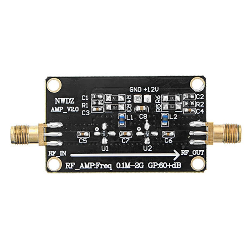

RF Wideband Amplifier LNA 0.1M-2G Gain 60DB Two-Stage Amplification Professinal Audio AMP Module
