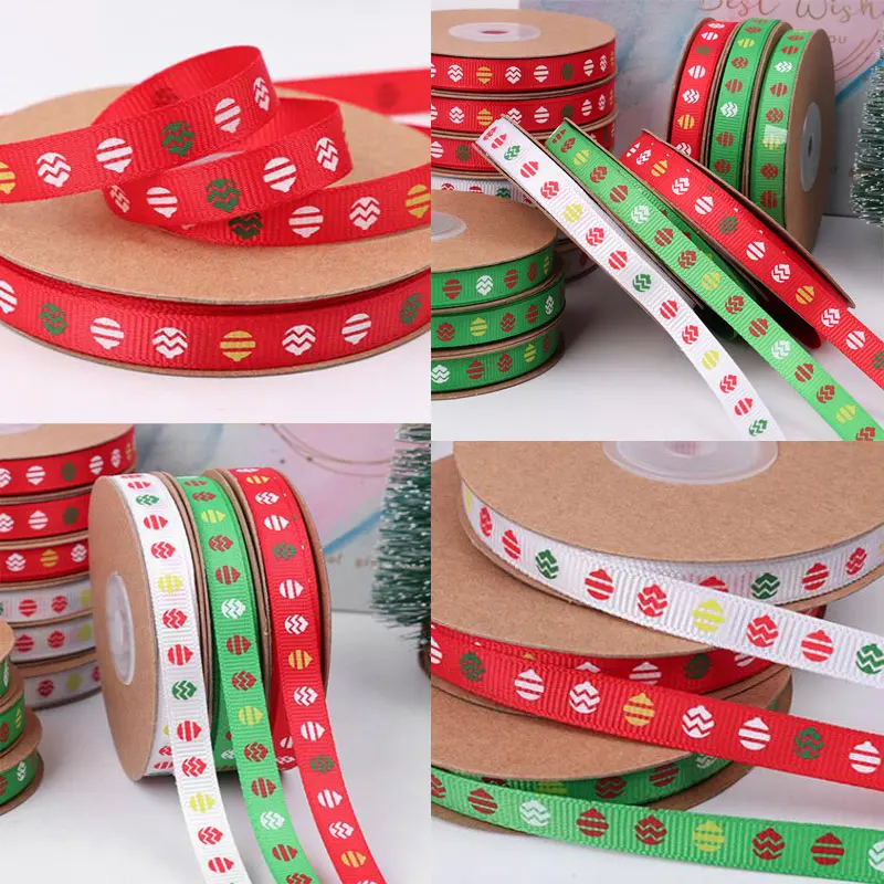 

Grosgrain Satin Ribbon For Bow Printed Ribbons DIY Crafts Christmas Party Decoration Handmade Gift Wrapping Supplies 10mm 25Y
