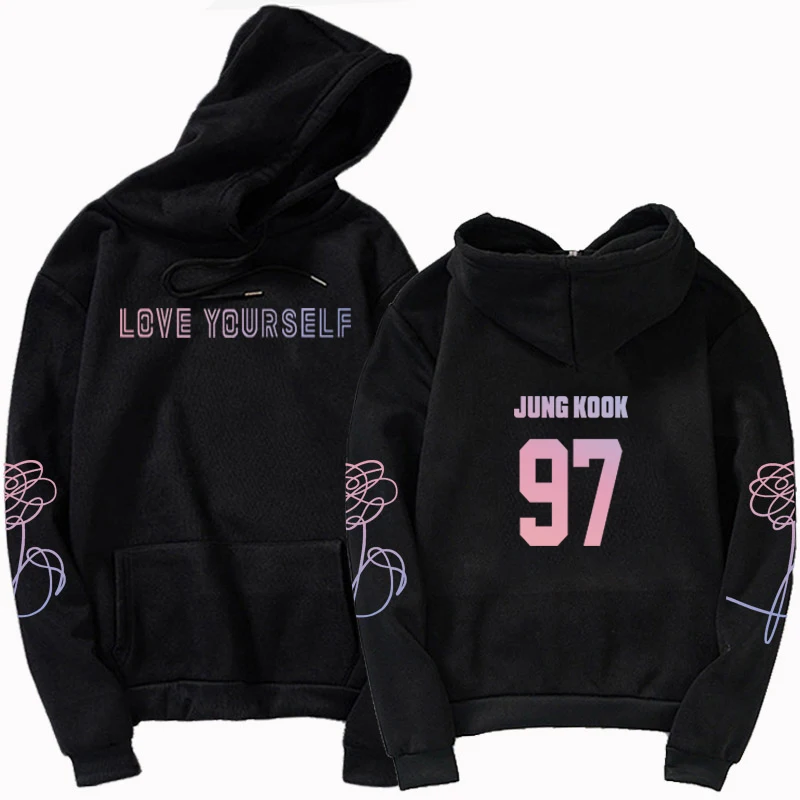Толстовка Jungkook унисекс с капюшоном Kpop Jimin Suga 97 толстовка Love yourself Harajuku Bangtan Boys 94 95 92 |