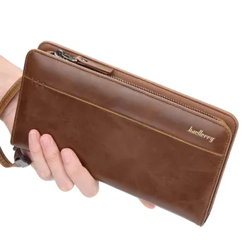 

Baellerry Mens Wallet Leather Hasp Design Phone Bag Long Man Wallet with Card Holder Retro Male Purse Strap Wallets Clutch Bags