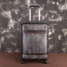 Luufan Высший сорт Qaulity Черный Кожаный Багаж 19 дюймов дорожная тележка чехол Модный дизайнерский роликовый чехол натуральная кожа