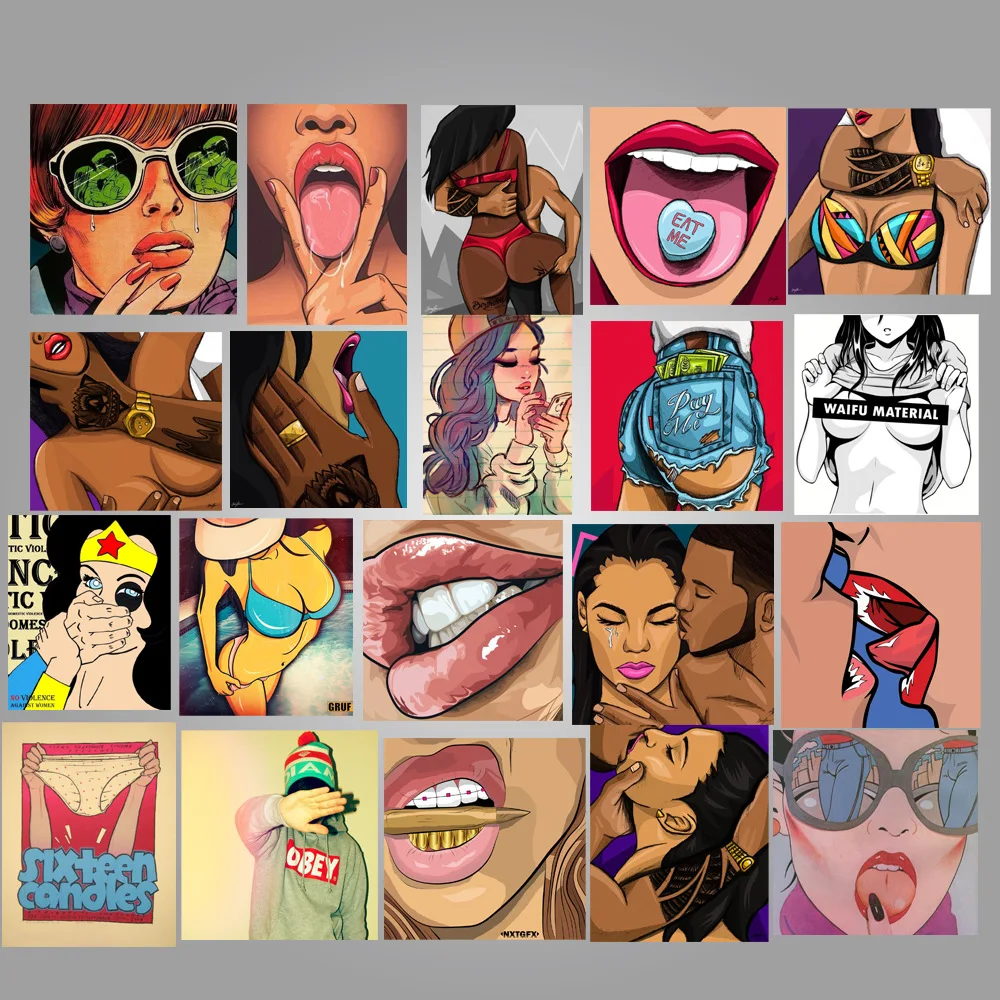 

50 Pcs/Lot Stickers Pack Sticker Flakes Sticker Bomb Sexy Beauty Movable Sticker BoxStationery Sticker Waterproof TZ077G