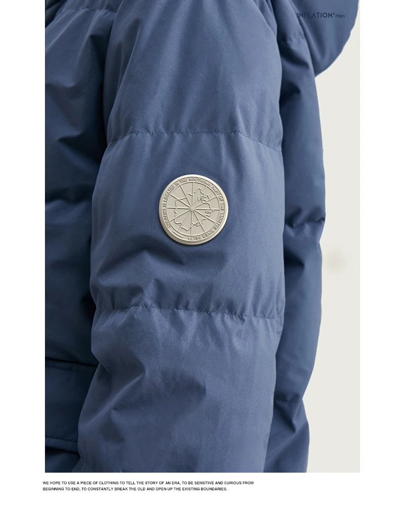 Надувающийся мужской теплый зимний пуховик уличная одежда с высоким шерстяным воротником мужская Толстая куртка мужской зимний пуховик и пальто 9757W