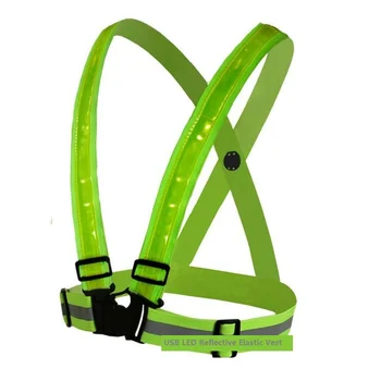 

USB Recharge Elastic Straps Reflective Vest Cycling Jerseys Running LED Reflective Safety Warning Clothing