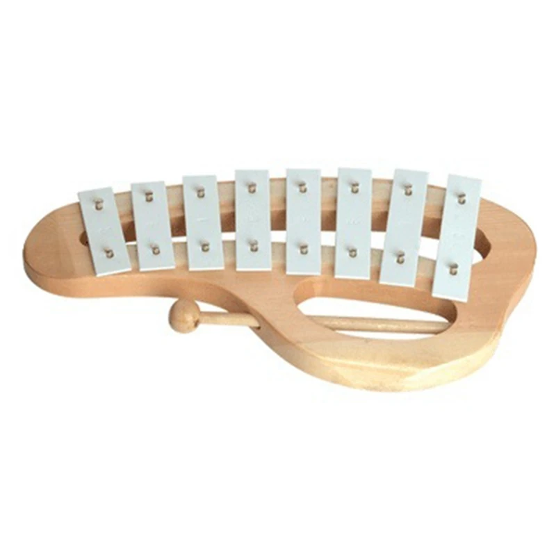 White Ручной стук ксилофон Glockenspiel с молотками 8 тонов алюминиевый лист деревянный музыкальный инструмент дошкольные Развивающие игрушки для Ki - Цвет: White