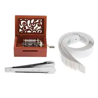 15 Tone DIY Hand-cranked Music Box With Hole Puncher and Paper Tapes Puncher Vintage Carved Wooden Box DIY Your Down Music Box 1