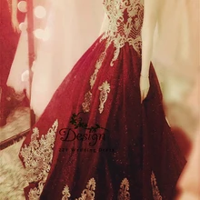 Бордовое бальное платье на бретельках с золотыми аппликациями и бусинами с цветами Пышное Платье для девочек торжественная Вечеринка