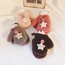 Осень-зима, Детские утепленные варежки для мальчиков и девочек, милая божья коровка, вязаные перчатки, модные милые детские рукавички с рисунками животных