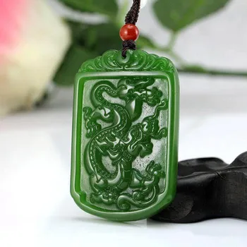 

HIGH IMITATION GREEN PENDANT CARVED CHINESE DRAGON PENDANT NECKLACE AMULET MEN WOMEN'S FASHION JEWELRY FREE ROPE