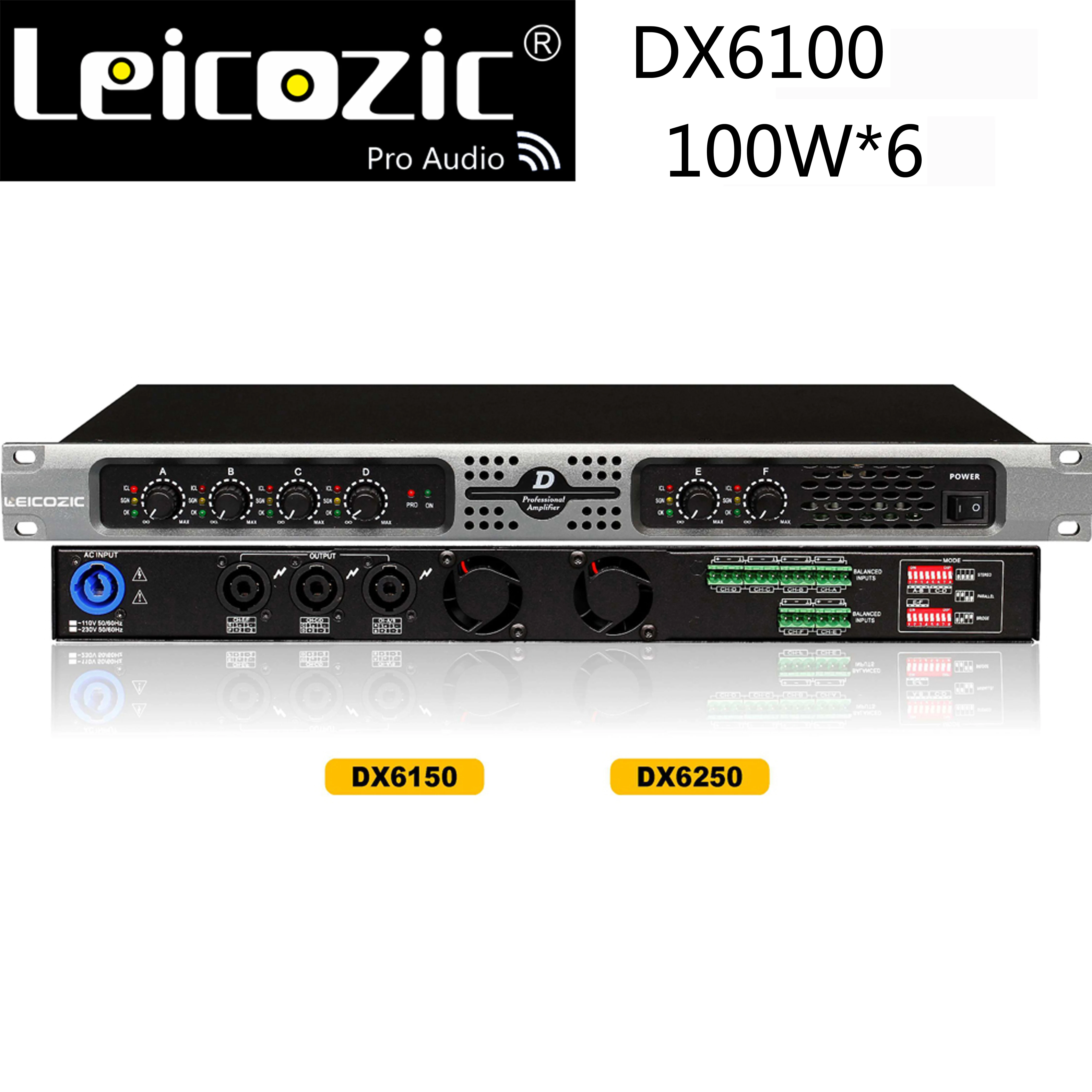 Профессиональные усилители leicosic DX6100 100 Вт 6 каналов класс d Вт|professional power amplifier|6