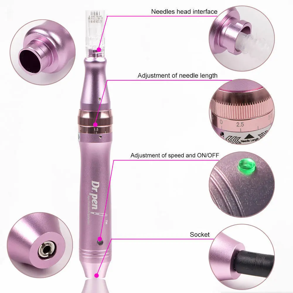 Eectric Microneedling Pen Wireless Electric Skin Care Tools Micro Rolling Derma Stamp Therapy With 2pcs 12 pins