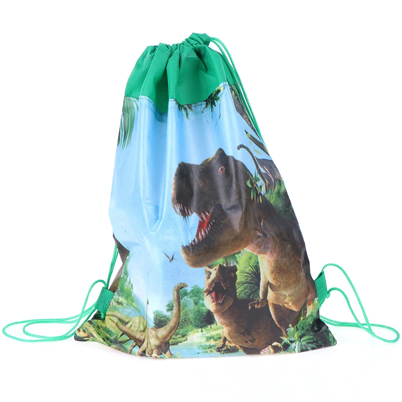Non-woven Cartoon Cute Dinosaur Theme Decorate Fabric Baby Shower Drawstring Gifts Bags Birthday Party Boys Favors