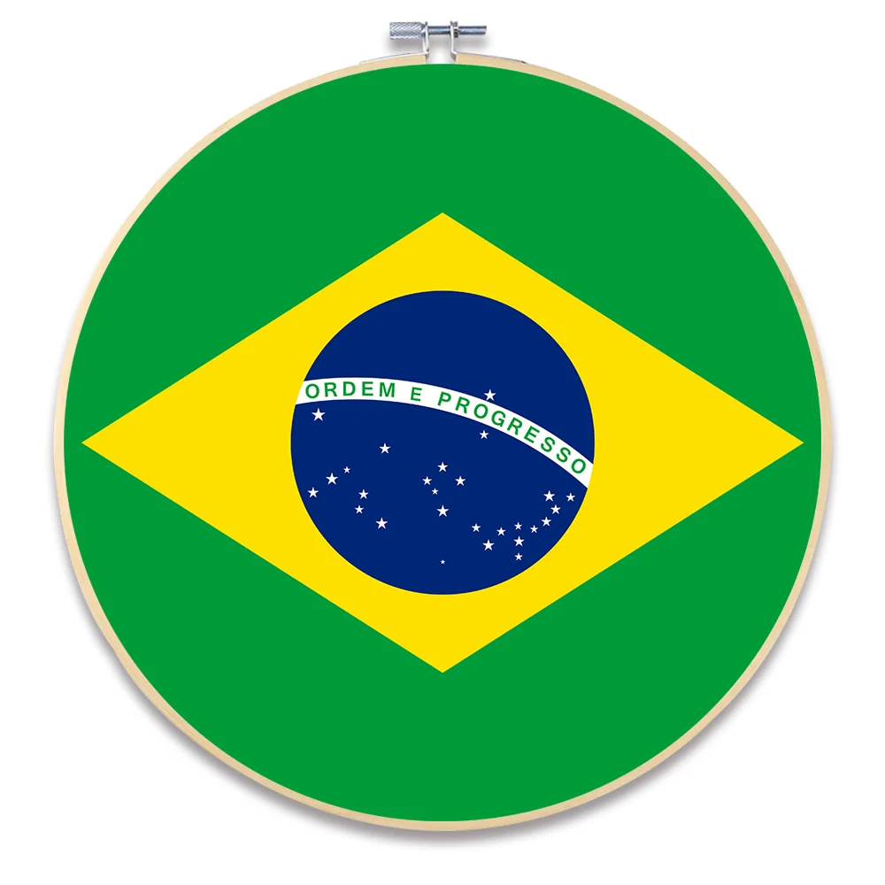 Brazil Уникальный современный круглый бамбуковый обруч рамка свиток живопись национальный флаг стены искусства для гостиной Декор стены картина холст живопись - Цвет: Brazil