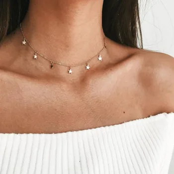

Kpop Gold Necklace Choker Chain chocker Star Pentagram Necklace Women Friends collares mujer collier bijoux femme Jewelry