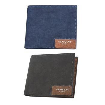 

2x DEABOLAR Brand Wallet Purses Slim Men's Retro Wallets Men Blue/Black Thin Wallets