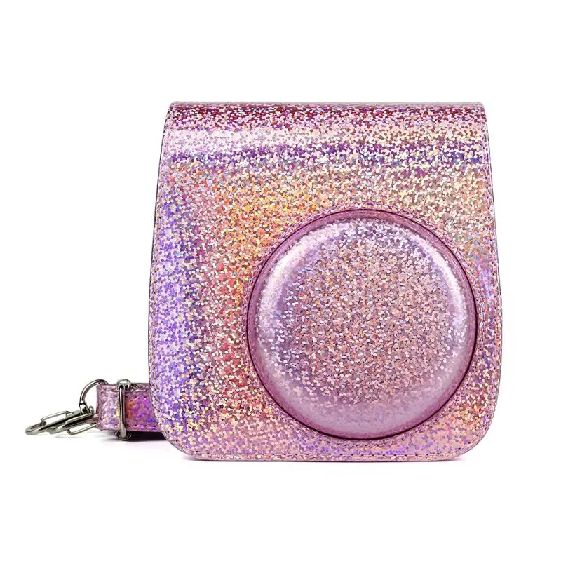 OOTDTY из искусственной кожи Кристалл Bling камера сумка чехол для Fujifilm Mini8/8+/9 камера - Цвет: B