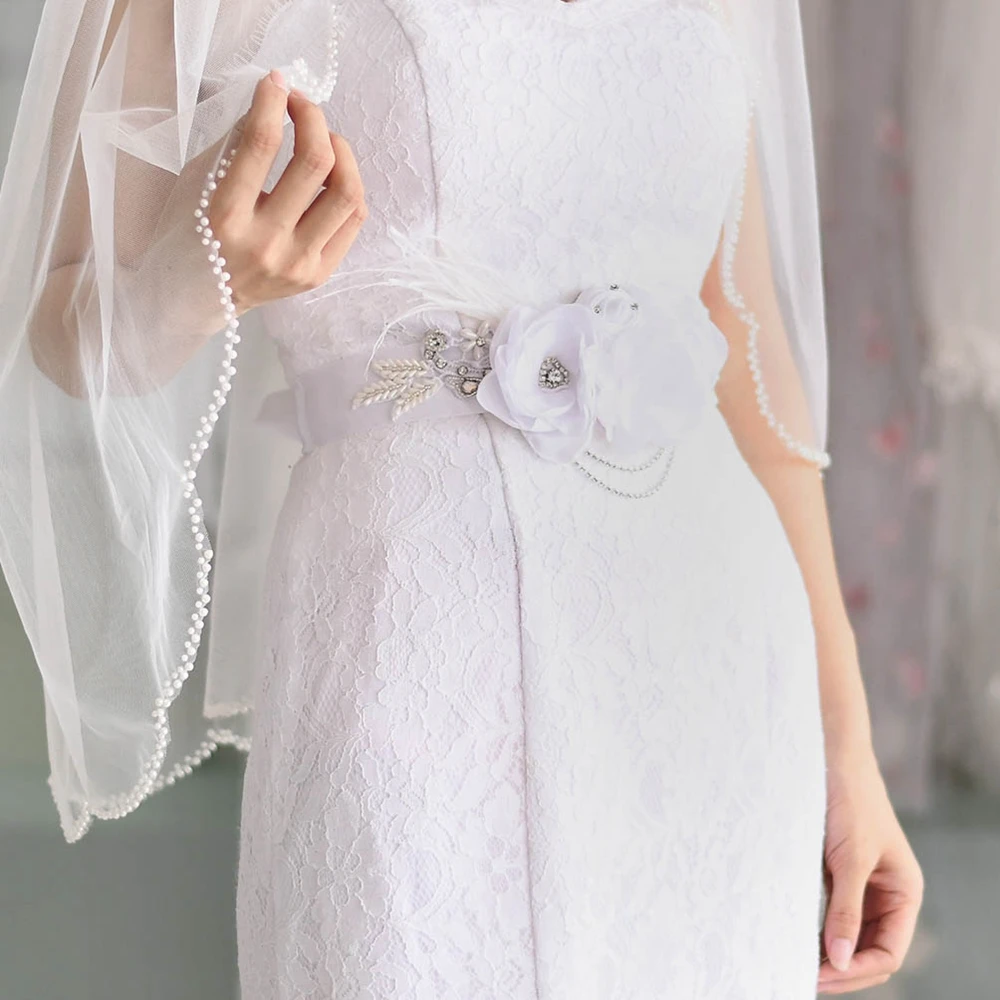 Cinturones de novia flores y plumas grandes S478, faja de fiesta de boda para mujer con diamantes imitación cristal, cinturón de lujo para niña| de novia| - AliExpress