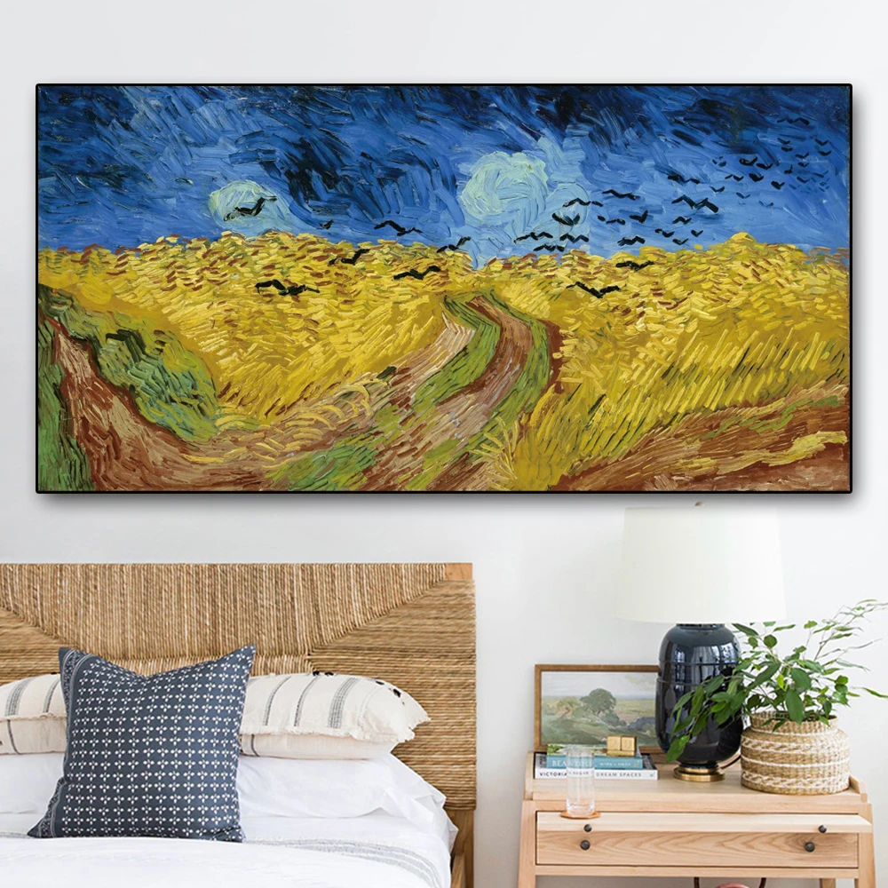 Wheatfield с воронами от Van Gogh Настенная картина искусственная живопись для гостиной