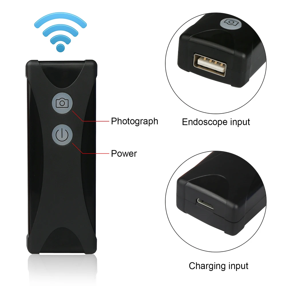  WIFI Endoscope Camera HD 1200P Mini Waterproof Soft&Hard Wire Wireless 8mm 6 LED Borescope Camera F