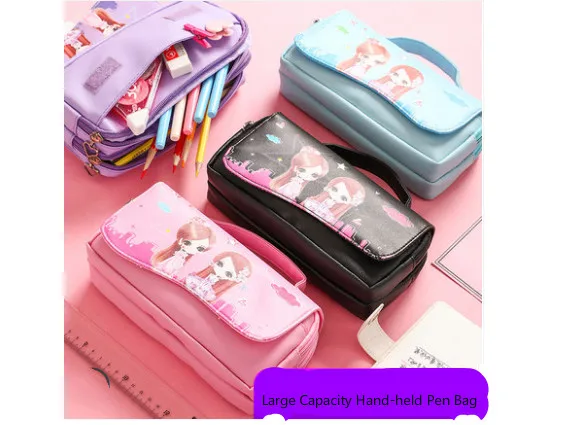 

Lovely Pencil case Pencils bag for schools & offices students PU Pencil case kawaii gift Large Capacity waterproof bag Pink