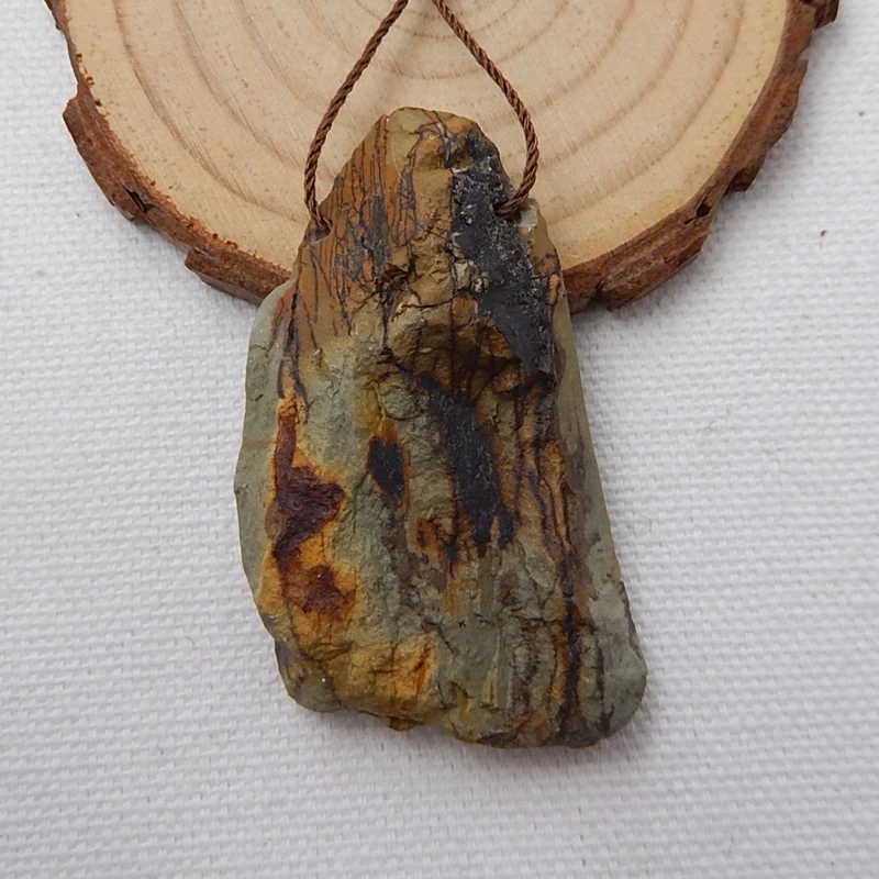 

Nugget Natural Stone Multi-Color Picasso Jasper Side Drilled Pendant Bead 52x30x10mm 20.7g