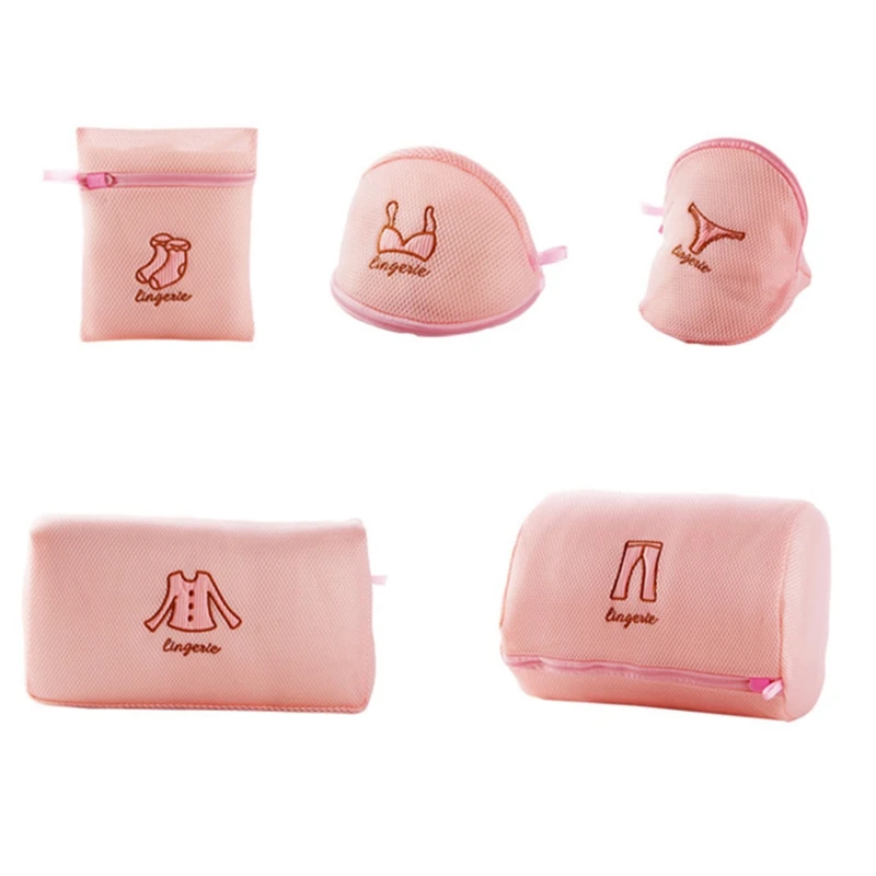 

5Pcs Zippered Mesh Laundry Wash Bags Foldable Delicates Lingerie Bra Socks Underwear Washing Machine Clothes Protection Net