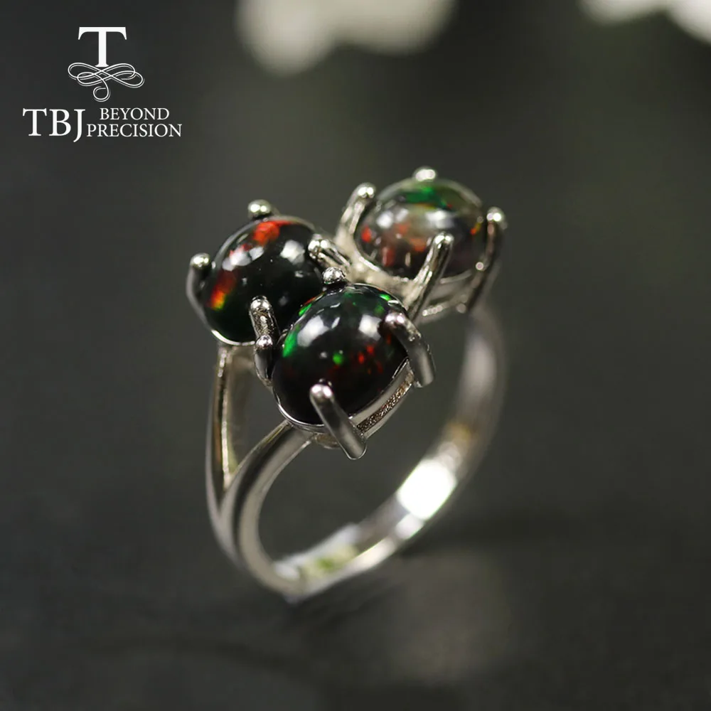 Tbj,2020 Simple Black opal Ring oval 6*8mm Ethiopia opal gemstone 925 sterling silver fine jewelry for women mom wife nice gift Tbj,2020 Simple Black opal Ring oval 6*8mm Ethiopia opal gemstone 925 sterling silver fine jewelry for women mom wife nice gift