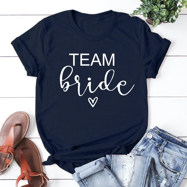 bachelorette team bride t shirt estonian wedding party ulzzang t-shirt cato women's tea bride short women tops drop ship Navy blue-2