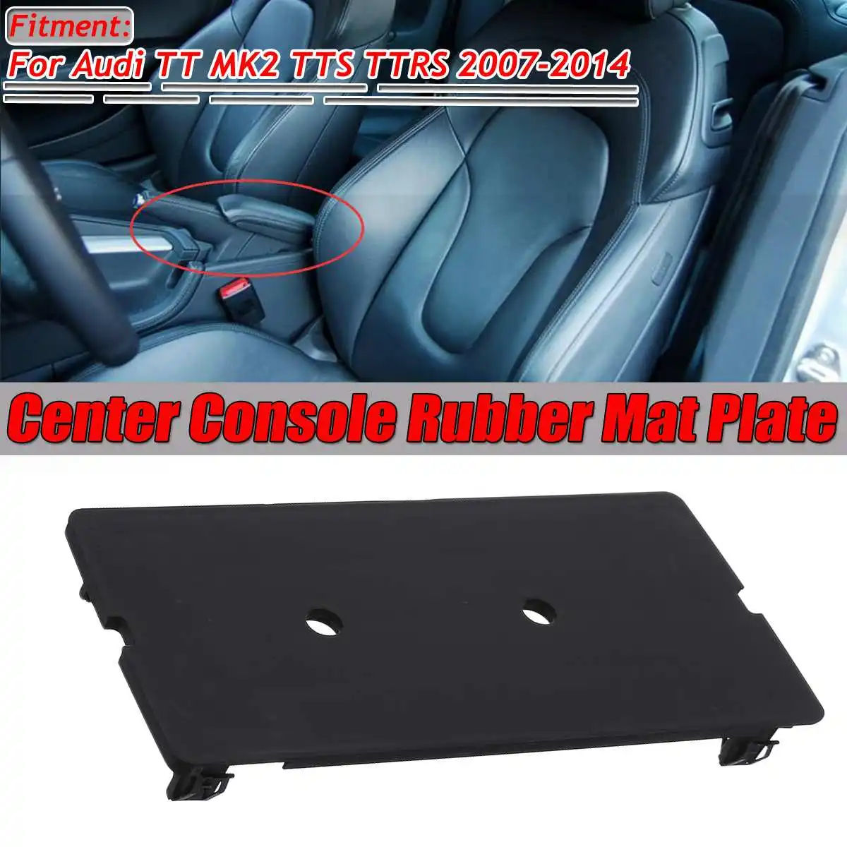 Rubber Mat Plate Автомобильный подлокотник центральная консоль Накладка+ резиновый коврик пластина вставка для Audi TT TTS TTRS 2007- 8J0863274B6PS 8J88634164PK - Название цвета: Rubber Mat Plate