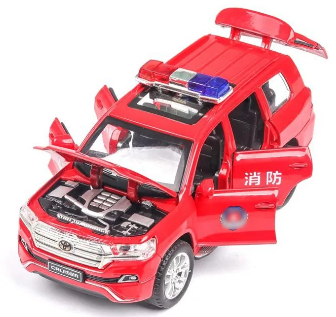 1:32, Toyota LAND CRUISER, литые под давлением модели автомобилей, игрушки с шестью открывающимися дверями, задний звуковой светильник для детей, игрушки - Цвет: Red 2
