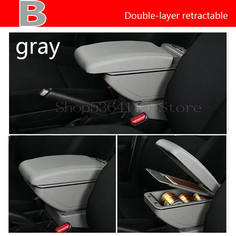 B gray Коробка для хранения подлокотников из искусственной кожи для hyundai Elantra Touring I30 I30cw, подлокотник для автомобиля, запчасти для салона 2009-10 - Название цвета: B gray