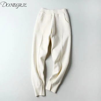 

Quality 2020 New Spring Autumn Women Knitting Harem Pants Fashion High Quality White Black Gray Trousers For Women
