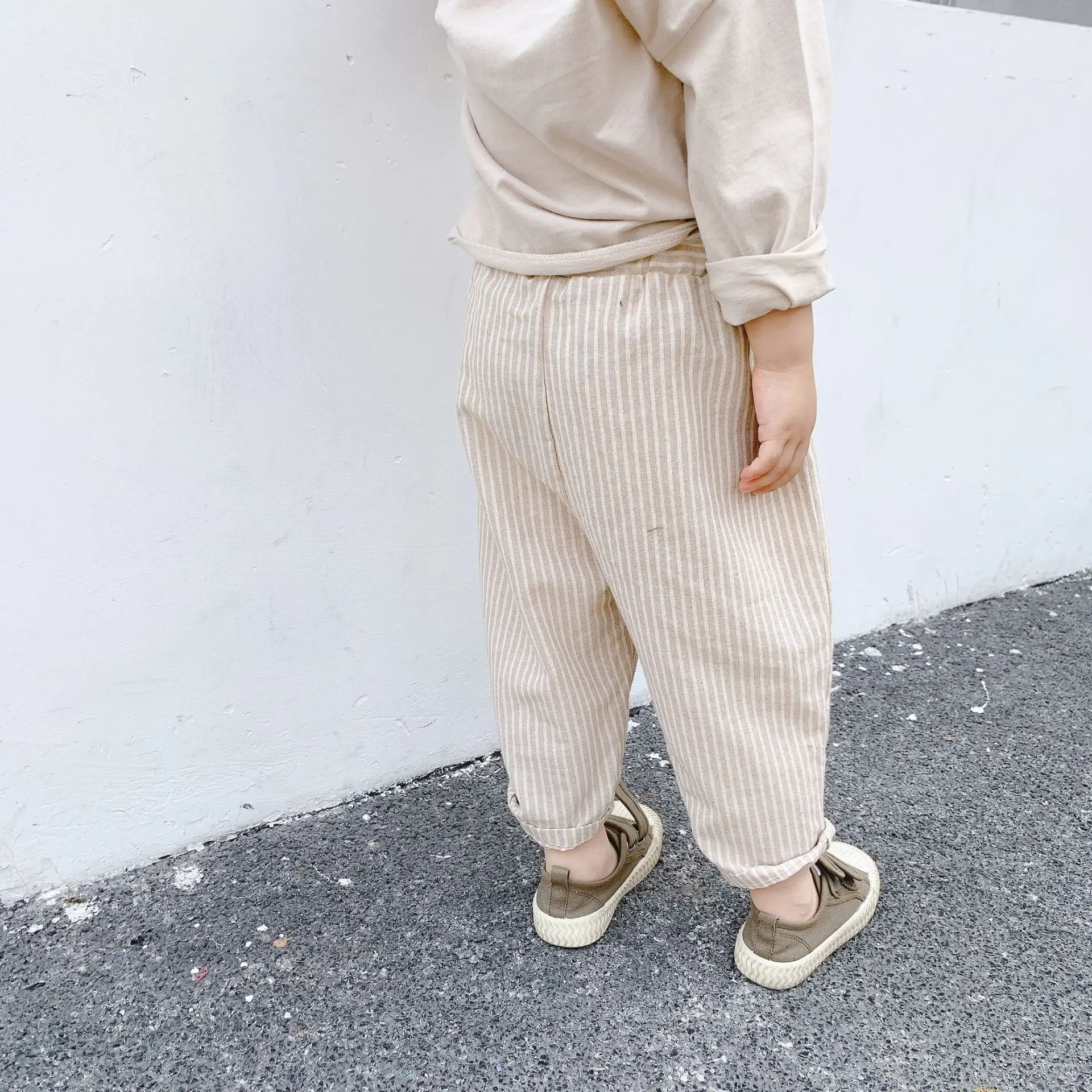 Spring Autumn Clothes Cotton Striped Baby Boys Girls Pants Pockets Pure Color Kids Casual Trousers Children Harem Pants kids pants