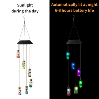 

Solar Energy Easy To Install And Remove Chime Light Solar Light Sensor Colorful Led Chime Decoration With Hook