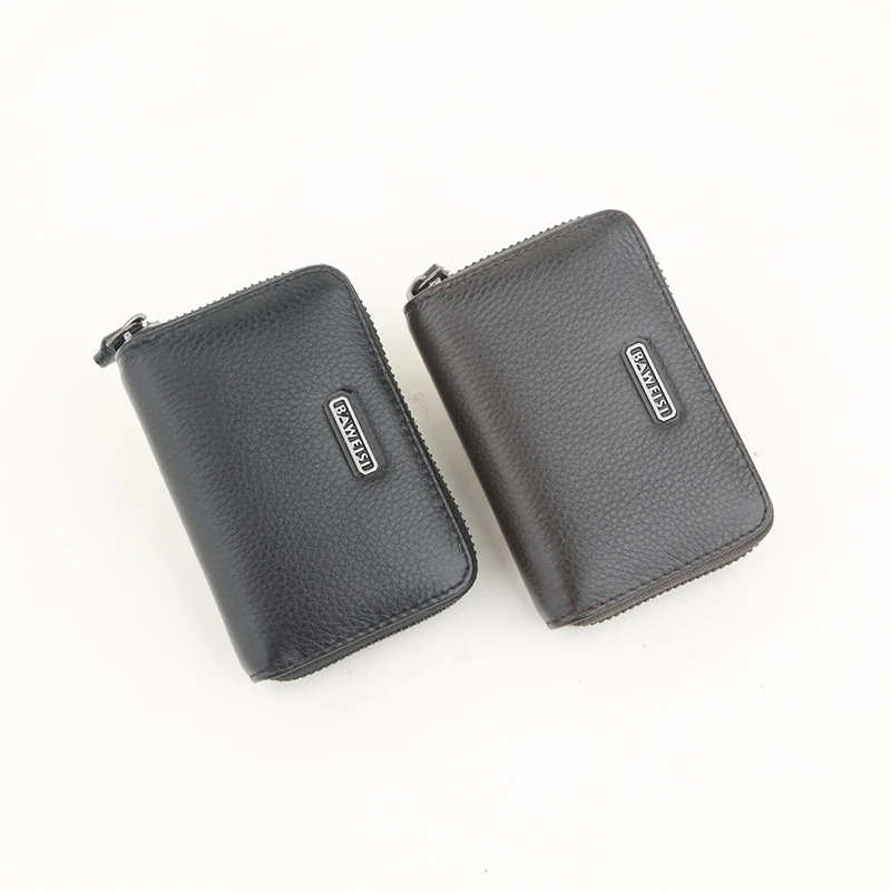 

BOVL'S Genuine Leather Solid Card Holder Credit Card Holder Zipper Business Card Pocket Unisex Card Case Dropshipping