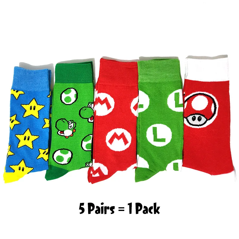 5-Pairs-39 5 пар/упак. с кроликом из мультфильма детские носки Повседневное в стиле «хип-хоп» творческий мягкие удобные Смешные новинки Для мужчин, хлопковые носки, Calcetines Hombre смешной - Цвет: 5-Pairs-39