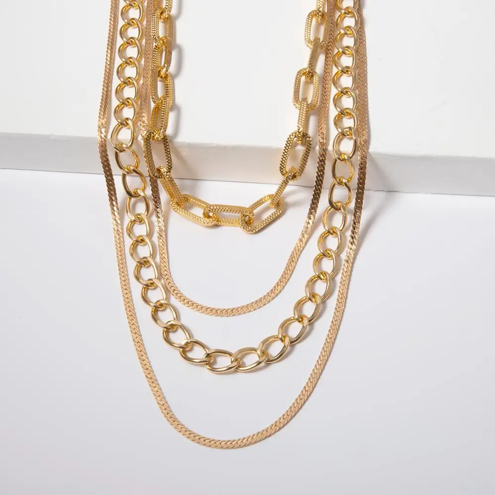 SHIXIN панк многослойное ожерелье на цепочке для женщин золотого/серебряного цвета хип-хоп ожерелье-чокер модное ожерелье s женский воротник