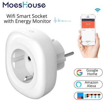 Mini Wifi Energy Monitor Smart Socket EU Power Plug Mobile APP Remote Control Work with Amazon Alexa Google Home No Hub Required qiachip wifi smart home socket app remote control light switch work with amazon alexa google home for phone french plug socket
