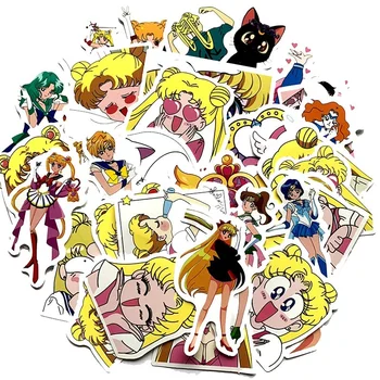 

Ransitute R888 40pcs/set Sailor Moon Cartoon Scrapbooking Stickers Decal For Guitar Laptop Luggage Car Fridge Graffiti Sticker
